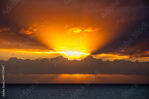 Sunset with clouds on the North Sea