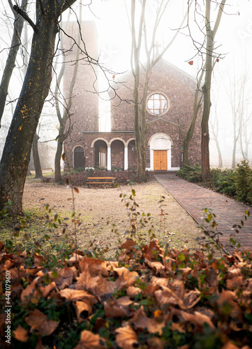 Nice church of Balatonföldvár in autumn