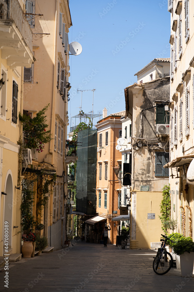 Empty streets of Corfu city