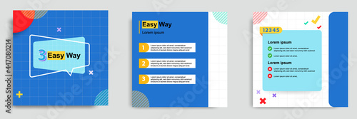 Social media tutorial, tips, trick, did you know post banner layout template with geometric background and memphis pattern design element in colorful fun color.