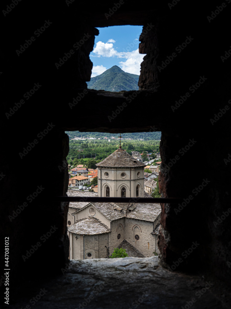 View of the village of Vognogna - Piedmont (Italy) in the province of Verbano-Cusio-Ossola - from a window of the ancient Visconti Castle.