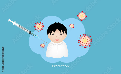 Vaccination protection, medicine healthcare concept vector illustration. Space for text