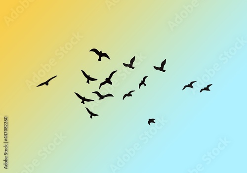 Flying birds silhouettes. Wallpaper  background design