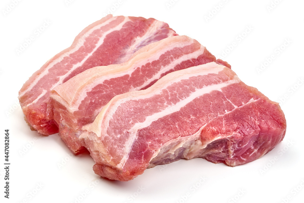 Raw pork belly, isolated on white background. High resolution image. Raw pork belly, isolated on white background. High resolution image.