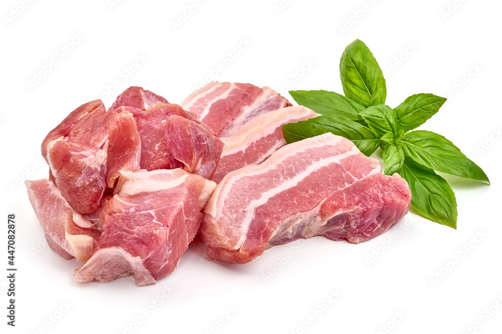 Raw pork belly, isolated on white background. High resolution image. Raw pork belly, isolated on white background. High resolution image.