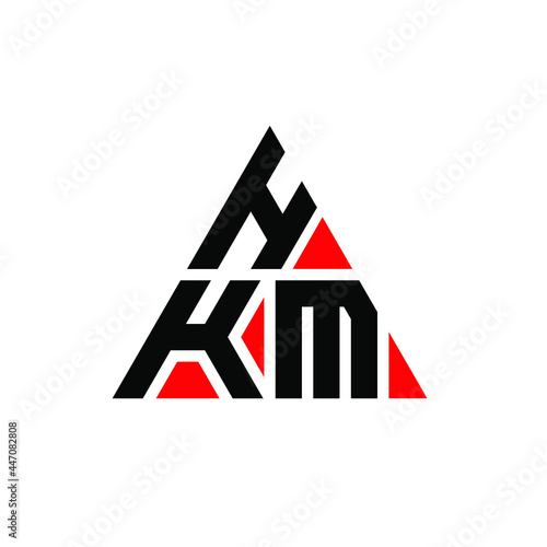 HKM triangle letter logo design with triangle shape. HKM triangle logo design monogram. HKM triangle vector logo template with red color. HKM triangular logo Simple, Elegant, and Luxurious Logo. HKM  photo