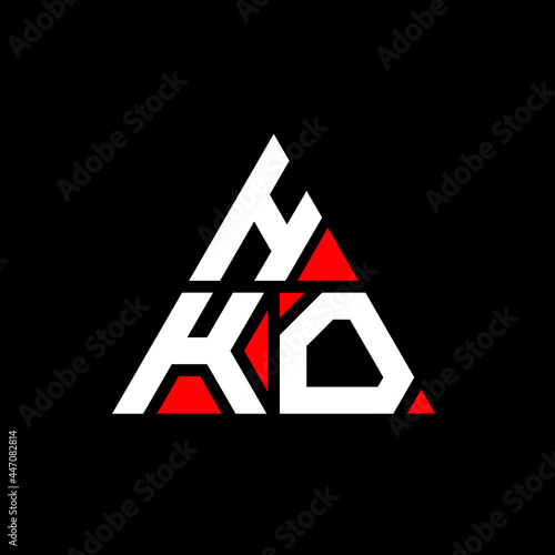 HKO triangle letter logo design with triangle shape. HKO triangle logo design monogram. HKO triangle vector logo template with red color. HKO triangular logo Simple, Elegant, and Luxurious Logo. HKO  photo