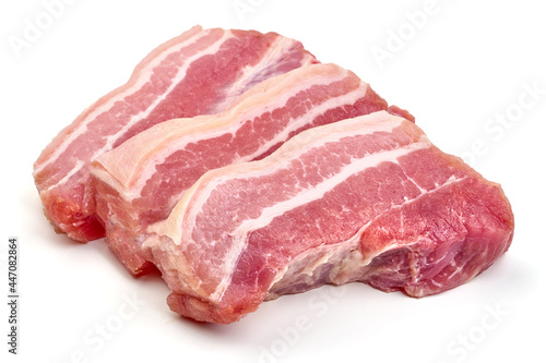 Raw pork belly, isolated on white background. High resolution image.