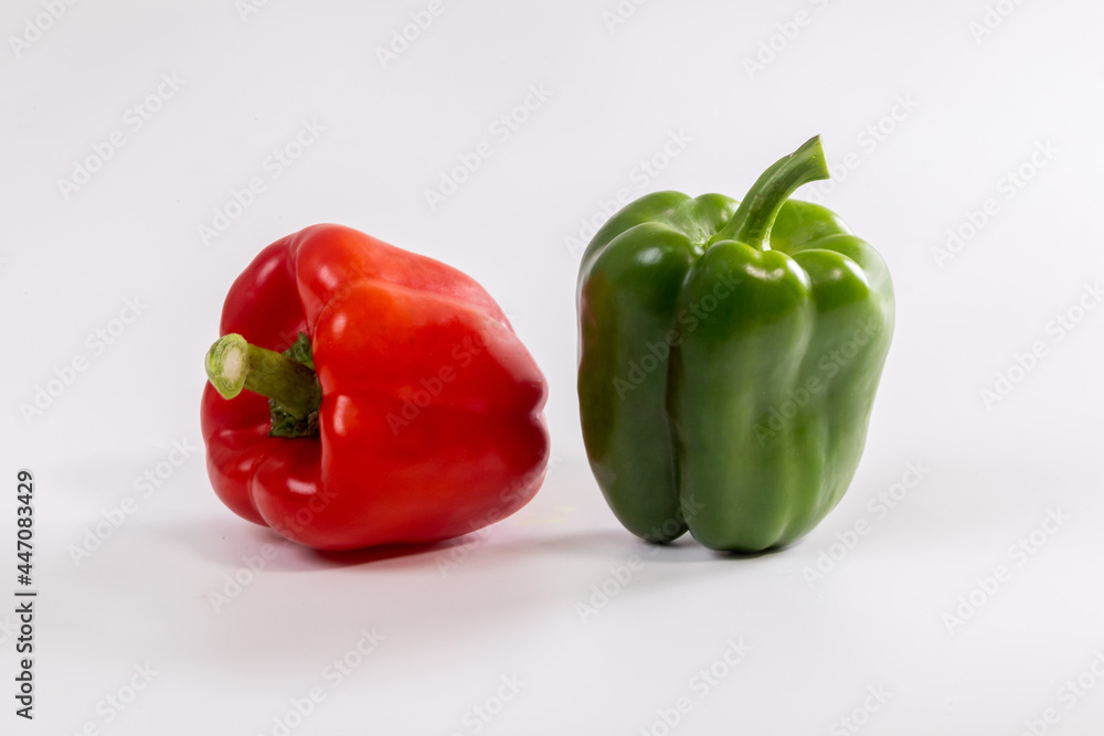 Sweet red and green pepper isolated on white background Sweet red and green pepper isolated on white background