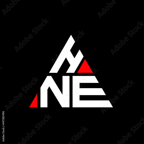 HNE triangle letter logo design with triangle shape. HNE triangle logo design monogram. HNE triangle vector logo template with red color. HNE triangular logo Simple, Elegant, and Luxurious Logo. HNE  photo