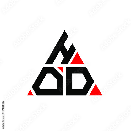 HOD triangle letter logo design with triangle shape. HOD triangle logo design monogram. HOD triangle vector logo template with red color. HOD triangular logo Simple, Elegant, and Luxurious Logo. HOD 