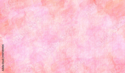【高解像度350印刷対応】ピンク色水彩画手漉き和紙テクスチャー斑模様背景壁紙イラスト素材