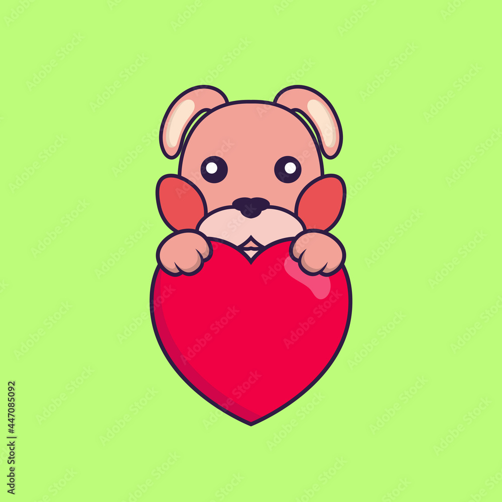 Cute rabbit holding a big red heart. Cute rabbit holding a big red heart.