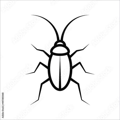 Cockroach bug vector icon. Roach silhouette insect black icon vector illustration on white background. color editable