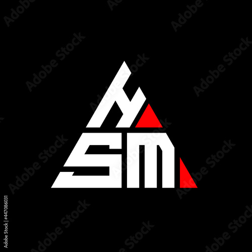 HSM triangle letter logo design with triangle shape. HSM triangle logo design monogram. HSM triangle vector logo template with red color. HSM triangular logo Simple, Elegant, and Luxurious Logo. HSM  photo