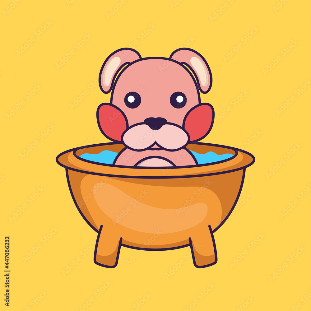 Cute rabbit taking a bath in the bathtub. Cute rabbit taking a bath in the bathtub.