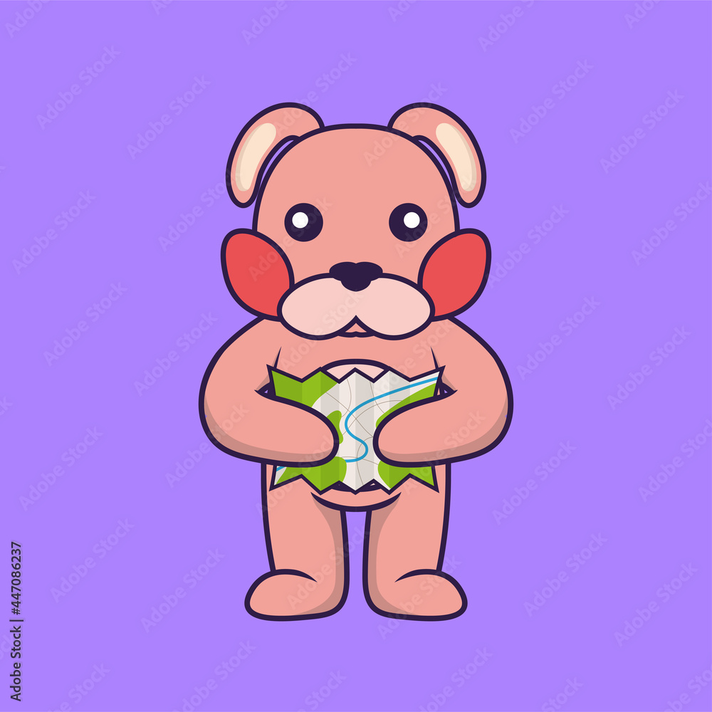 Fototapeta premium Cute rabbit holding a map.