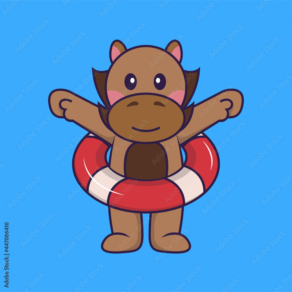 Obraz premium Cute horse using a float.