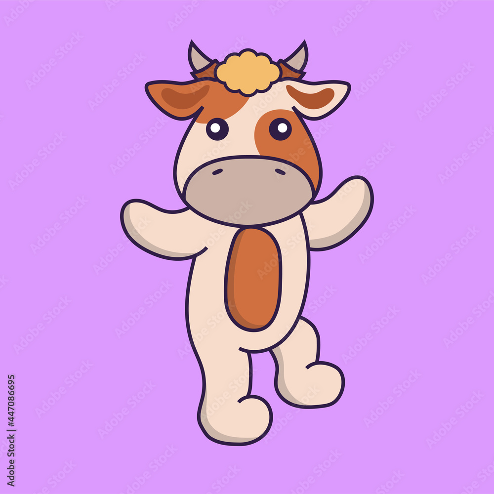 Obraz premium Cute cow is dancing.