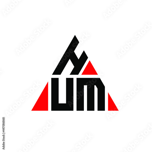 HUM triangle letter logo design with triangle shape. HUM triangle logo design monogram. HUM triangle vector logo template with red color. HUM triangular logo Simple, Elegant, and Luxurious Logo. HUM 