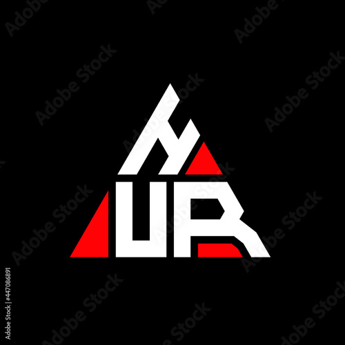 HUR triangle letter logo design with triangle shape. HUR triangle logo design monogram. HUR triangle vector logo template with red color. HUR triangular logo Simple, Elegant, and Luxurious Logo. HUR  photo