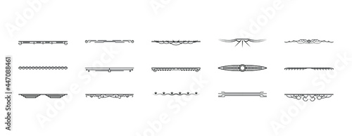 Set Black Simple Line Collection Doodle Border Elements Vector Design Style Sketch Isolated Illustration For Banner