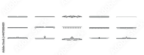 Set Black Simple Line Collection Doodle Border Elements Vector Design Style Sketch Isolated Illustration For Banner