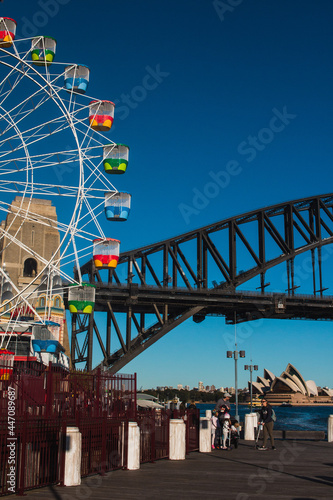 Ferris wheel carriages at an amusement park Sydney Australia