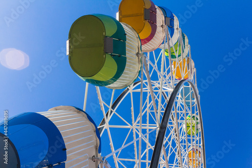 Photography Close up ferris wheel carriages at an amusement park Sydney Australia