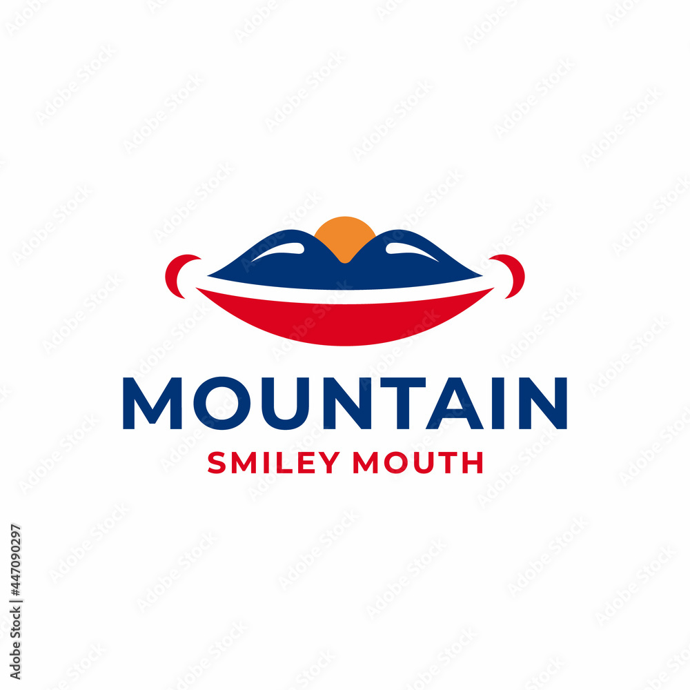 Combination Unique Double Meaning Logo Vector Design of Mouth Smile And Mountain Combination Unique Double Meaning Logo Vector Design of Mouth Smile And Mountain