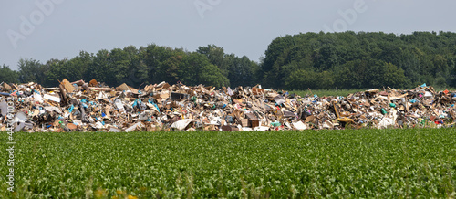 Quadro em tela huge pile of bulky waste in a field after a flood disaster