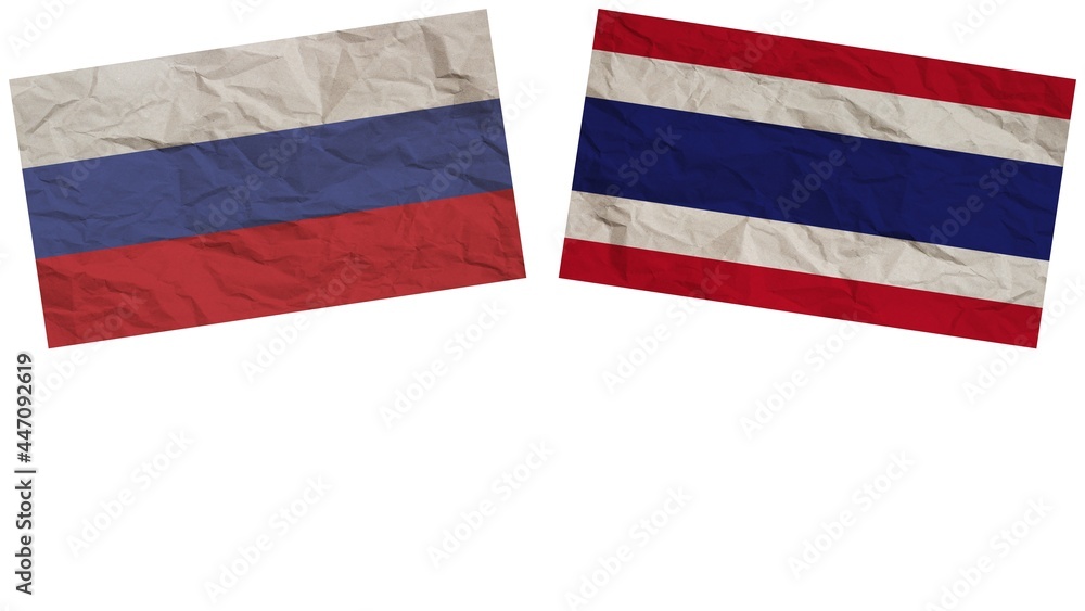 Thailand and Russia Flags Together Paper Texture Effect Illustration Thailand and Russia Flags Together Paper Texture Effect Illustration
