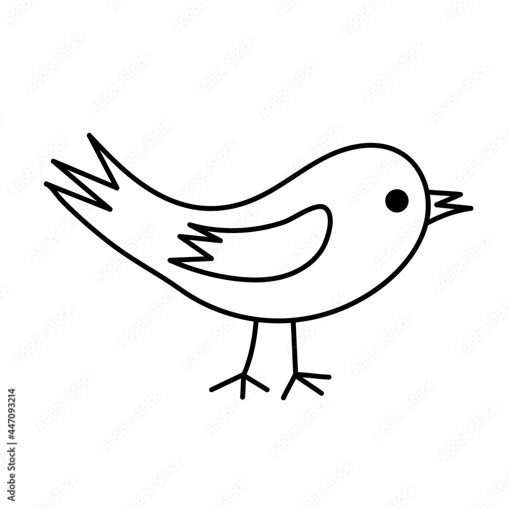 Cute hand drawn bird in doodle style. Cute hand drawn bird in doodle style.