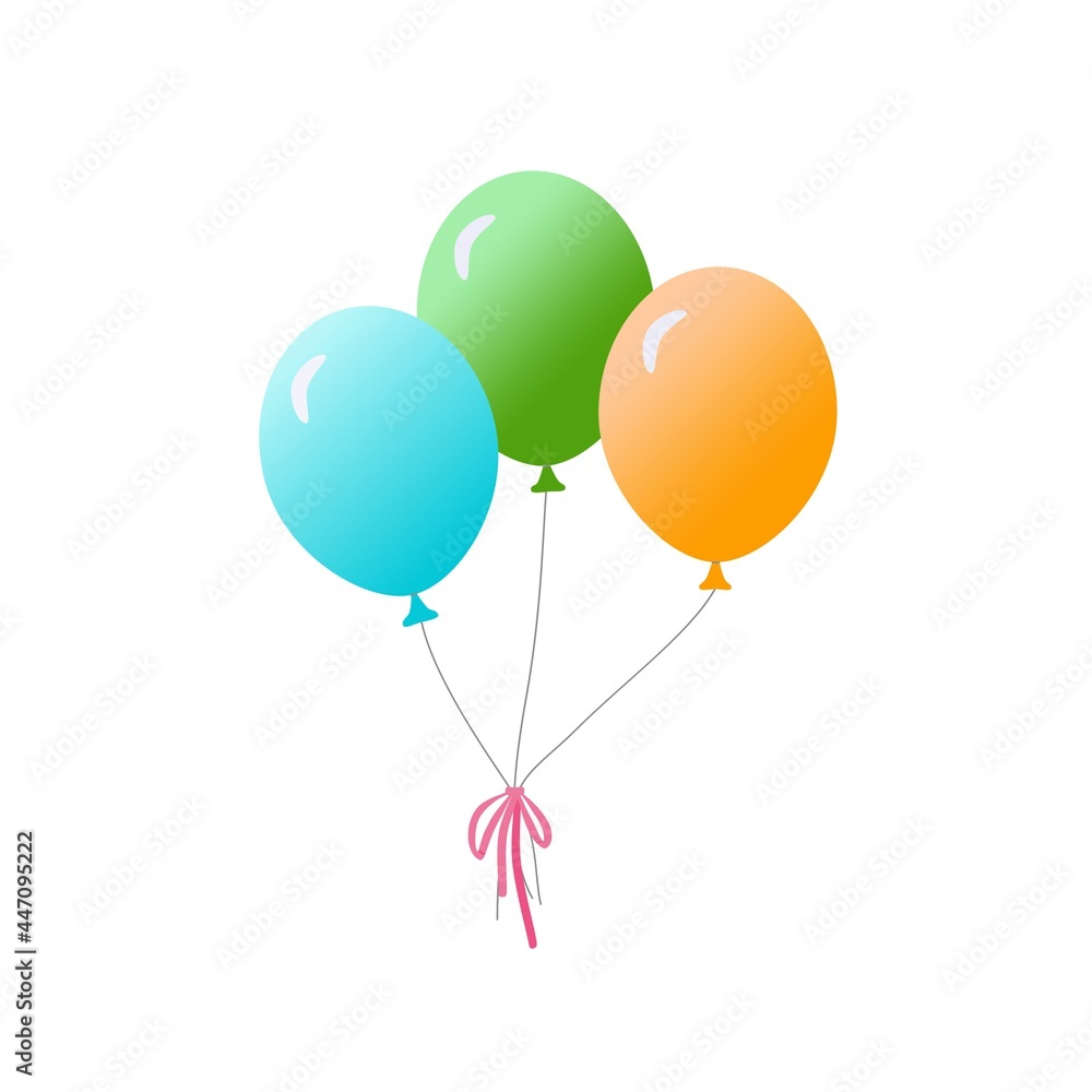 Balloons in a flat style isolated on white background. Flying balloons.