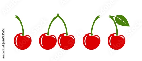 Tablou canvas Cherry logo. Isolated cherry on white background