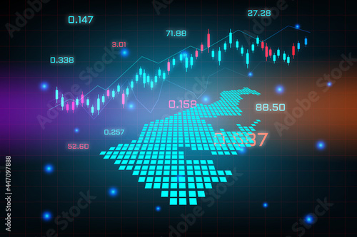 Stock market background or forex trading business graph chart for financial investment concept of Monaco map. business idea and technology innovation design.