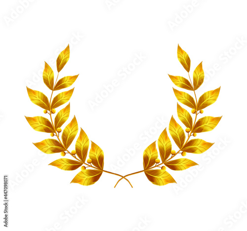 
Vector Image Illustration of Gold leaf wreath, Bay Laurel gold leaf, gold laurel leaf, watercolor Leaf, Gold frame, brown leaf