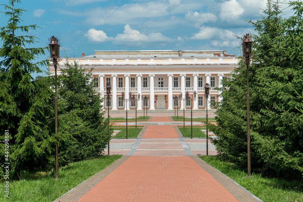 Fototapeta premium Summer view of Tulchin palace ansamble located in Tulchin town, Podillya, Vinnytsa region, Ukraine,2021