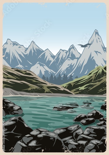 Summer nature landscape colorful template