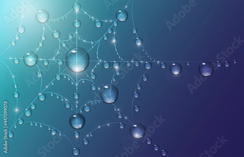 Abstract illustration of a spider web with dew drops.