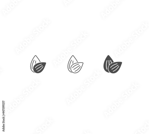 Almond icon. Nut vector illustration isolated on white background.