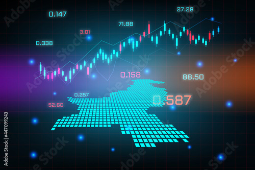 Stock market background or forex trading business graph chart for financial investment concept of Pakistan map. business idea and technology innovation design.