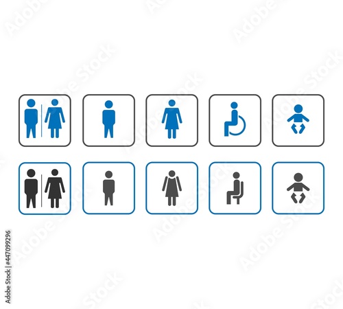 Girls and boys restroom sign. men and women restroom icon. toilet icon sign symbol. vector illustration.