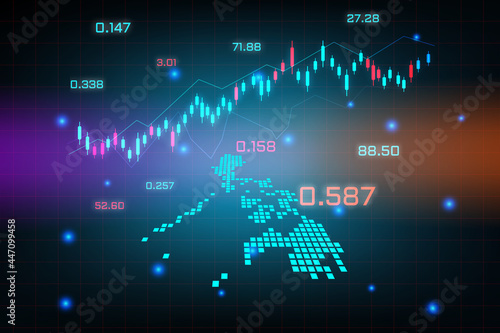 Stock market background or forex trading business graph chart for financial investment concept of Philippines map. business idea and technology innovation design.