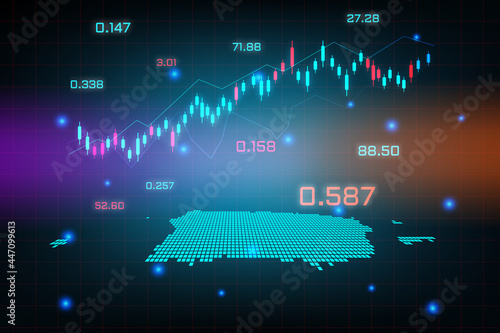 Stock market background or forex trading business graph chart for financial investment concept of Puerto Rico map. business idea and technology innovation design.