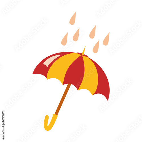 Umbrella under rain Flat vector illustration on white background