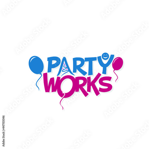 Party works Logo design. Vector illustration.