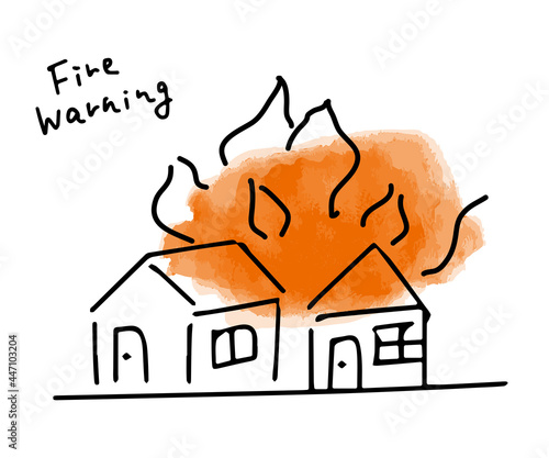 火事の住宅のシンプルイラスト