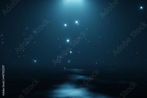 Abstract blue glowing Dust Particle Background 3D rendering
