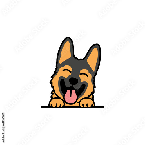 Cute german shepherd puppy cartoon, vector illustration